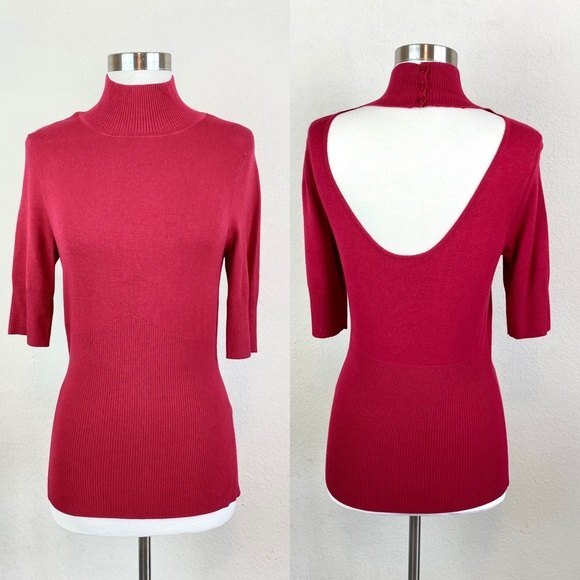 Express Sweaters - Express Red Open Back High Neck Sweater